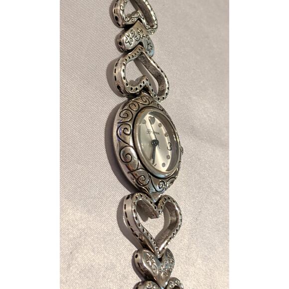 Vintage Brighton Lido Island Silver Plated Heart Link Quartz Watch Toggle Clasp - Picture 9 of 15
